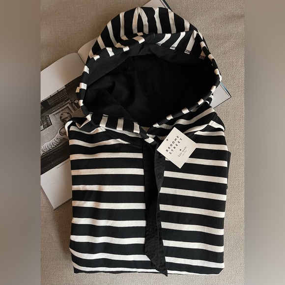 New Kate Spade Broome Street Striped Hooded Sweatshirt In Black/White Size L - Picture 11 of 11